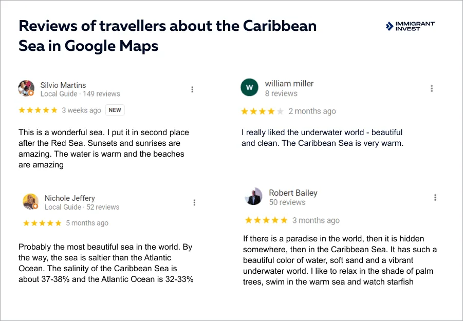 Reviews of tourists about their holidays in the Caribbean