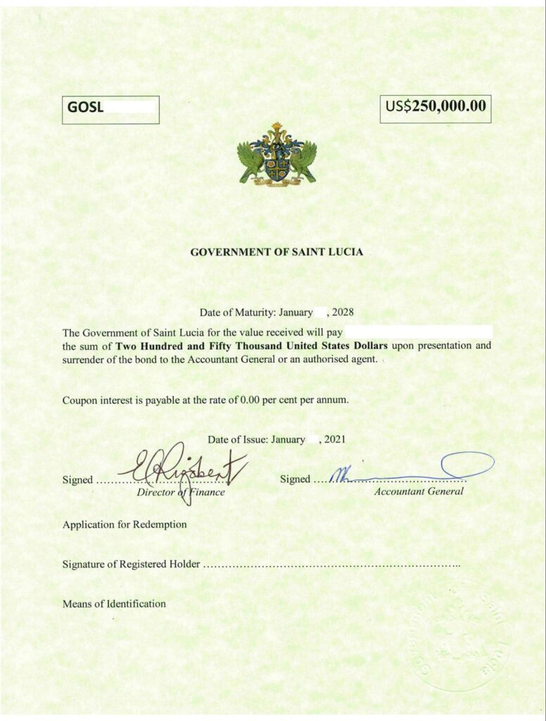 Covid-19 Relief Bond is a government bond under the Saint Lucia Citizenship by Investment programme